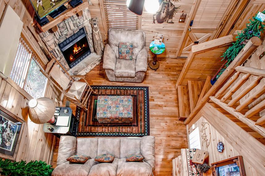 A view from above of the living room